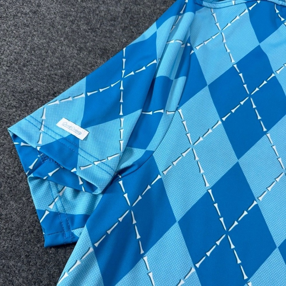 Good Good Golf Mens Blue Argyle Golf Tee Performance Polo Shirt Large - Picture 3 of 10